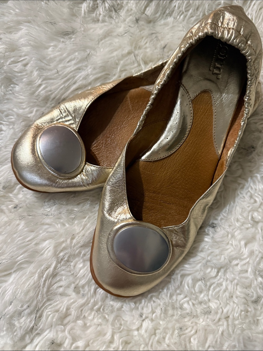 Born Metallic Gold Women's Ballet Flats with Decorative Accent